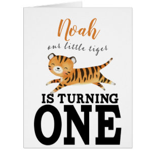Kids Jungle Tiger First Birthday Monogram