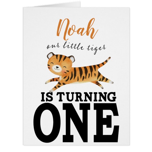 Kids Jungle Tiger First Birthday Monogram (Vorderseite)