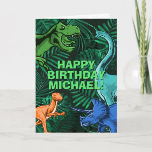 Kids Jurassic Dino Personalisiert Dinosaur Geburts Karte