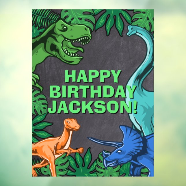 Kids Jurassic Trex Dino Dinosaur Geburtstag Fensteraufkleber (Blatt 3)