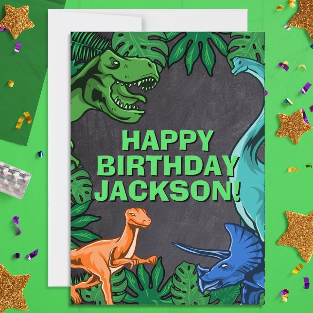 Kids Jurassic Trex Dino Dinosaur Geburtstag Karte (Wish happy birthday to your favorite dinosaur lover! Great for kids of all ages!)