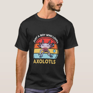 Kids Just A Boy Who Loves Axolotls Cute Axolotl T-Shirt