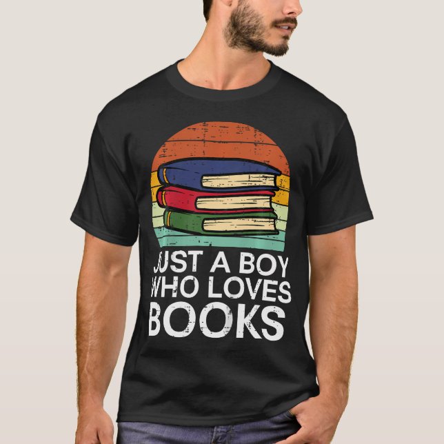 Kids Just A Boy Who Loves Books Read Reading Libra T-Shirt (Vorderseite)