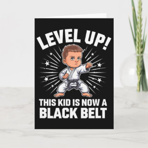 Kids Karate-Uniform Schwarz-Gürtel-Auszeichnung T- Karte