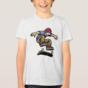 Kids Kick Flip Skateboarder Tri-Blend Shirt