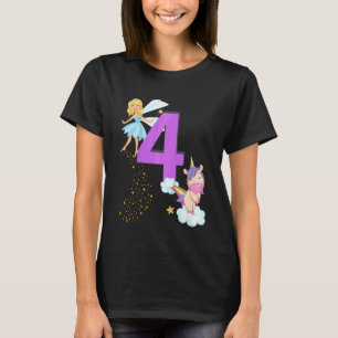Kids Kids Fairy Birthday Party 4 Jahre Thema Unico T-Shirt