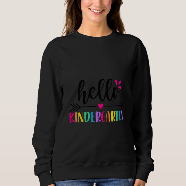Kids Kids White Hello Kindergarten Back To School  Sweatshirt (Vorderseite)