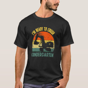 Kids Kindergarten Zurück zur Schule Bagger Retro V T-Shirt