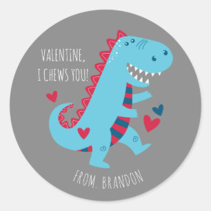 Kids Klassenzimmer Dinosaurier Valentinstag Runder Aufkleber
