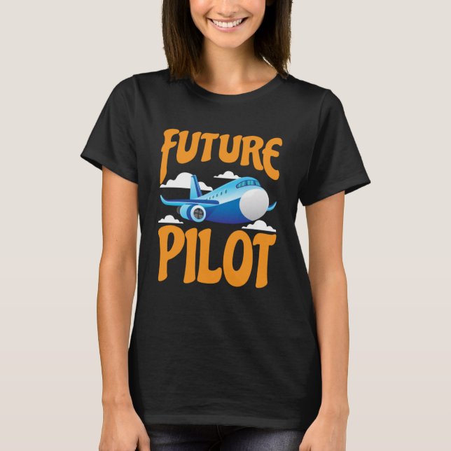 Kids, Kleinflugzeug Pilot Junge Mädchen T-Shirt (Vorderseite)