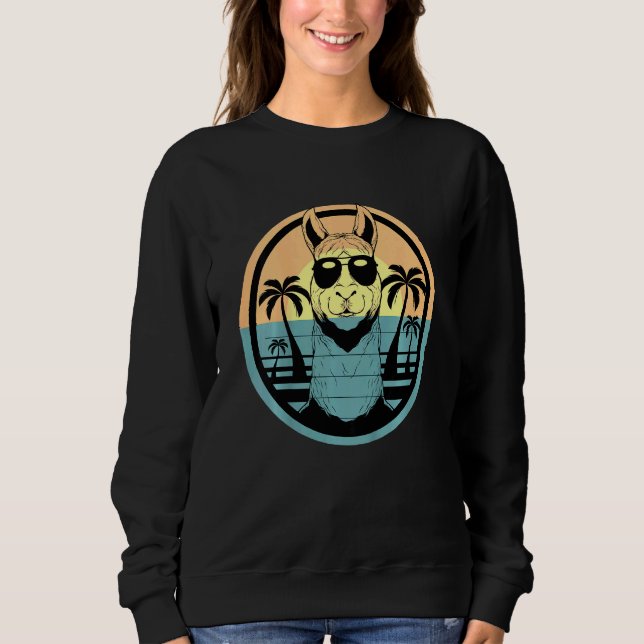 Kids Lama Retro Style Alpaca Boy Sweatshirt (Vorderseite)
