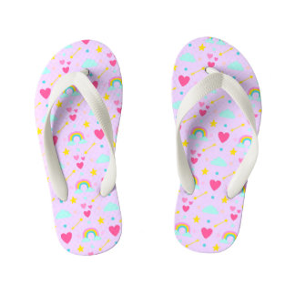 Kids Lavender Regenbogen Gemustert Flip Flops