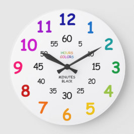 Kids Learn to Tell Time Rainbow Ordroom Wall Große Wanduhr
