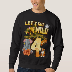 Kids Let's Be Wild Ich bin 4 Safari Animal Zoo Tie Sweatshirt