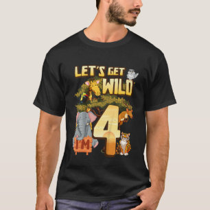 Kids Let's Be Wild Ich bin 4 Safari Animal Zoo Tie T-Shirt
