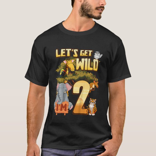 Kids Let's Wild Ich bin 2 Safari Animal Zoo Animal T-Shirt (Vorderseite)