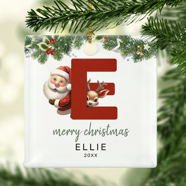 Kids Letter E Monogram Christmas Tree Ornament Aus Metall (Von Creator hochgeladen)
