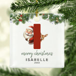 Kids Letter I Monogram Christmas Tree Ornament Aus Metall<br><div class="desc">Geben Sie Ihrem Weihnachtsbaum eine persönliche Touch in dieser Weihnachtszeit mit einem Monogramm Ornament! Mit einem Santa und einem Rentier, der hinter dem Buchstaben I herguckt, kann dieser Ornament mit einem Sonderfoto, Namen und Jahr personalisiert werden, und einem beiliegenden Template Gruß. Machen Sie diesen festlichen Sake zu einem Teil Ihrer...</div>