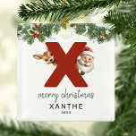 Kids Letter X Monogram Weihnachtsbaum Ornament Aus Metall<br><div class="desc">Geben Sie Ihrem Weihnachtsbaum eine persönliche Touch in dieser Weihnachtszeit mit einem Monogramm Ornament! Mit Santa und einem Rentier, der hinter dem Buchstaben V herbeiguckt, kann dieser Ornament mit einem Sonderfoto, Namen und Jahr personalisiert werden und mit einem beiliegenden Template-Gruß. Machen Sie diesen festlichen Sake zu einem Teil Ihrer traditionellen...</div>