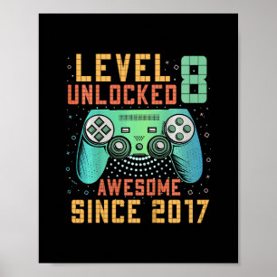 Kids Level 8 freigeschaltet 8. Geburtstag 8-jährig Poster
