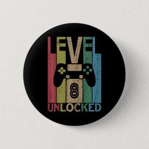 Kids Level 8 freigeschaltet T-Shirt Videospieler 8 Button