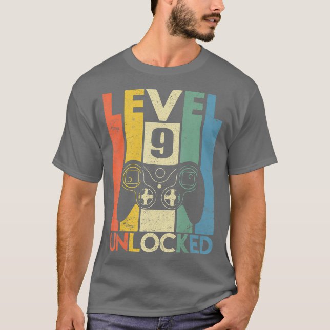 Kids Level 9 Unlocked Shirt Funny Video Gamma (Vorderseite)