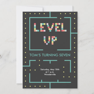 Kids level up birthday invitation card  einladung