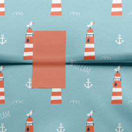 Kids Lighthouse and Anchor Pattern on Blue Seidenpapier