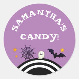 Kids Lilac Personalisiert Halloween Candy Runder Aufkleber