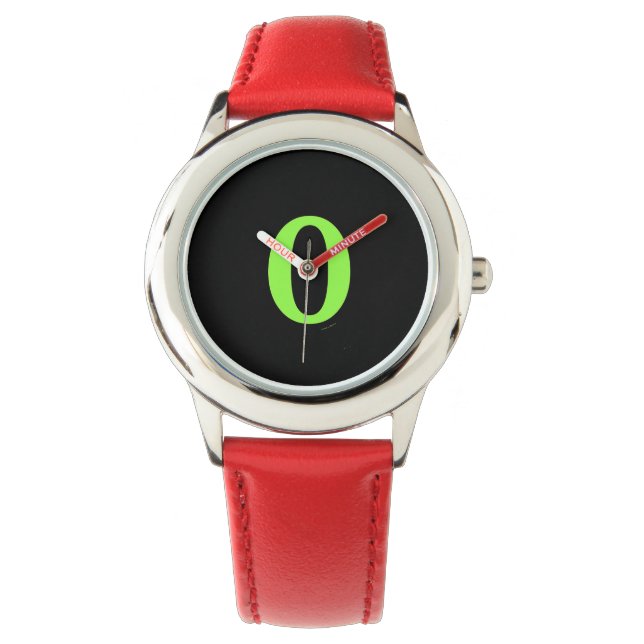 Kids Lime Green Number 0 Armbanduhr (Vorderseite)