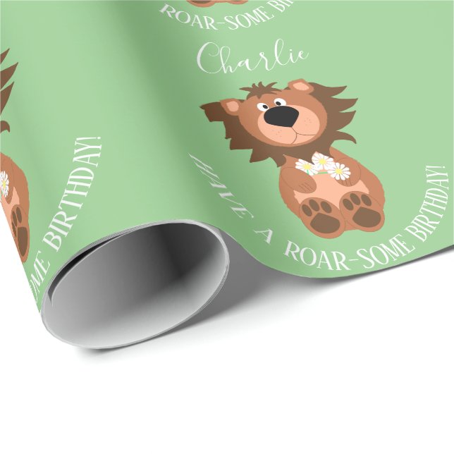 Kids Lion Roar Einige Personalisiert Geschenkpapier (Rolleneckpunkt)
