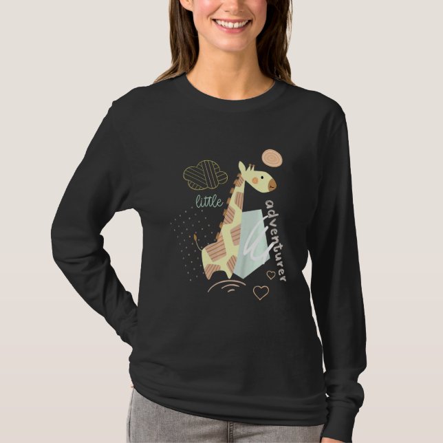 Kids Little Adventurer Giraffe Graphic T-Shirt (Vorderseite)
