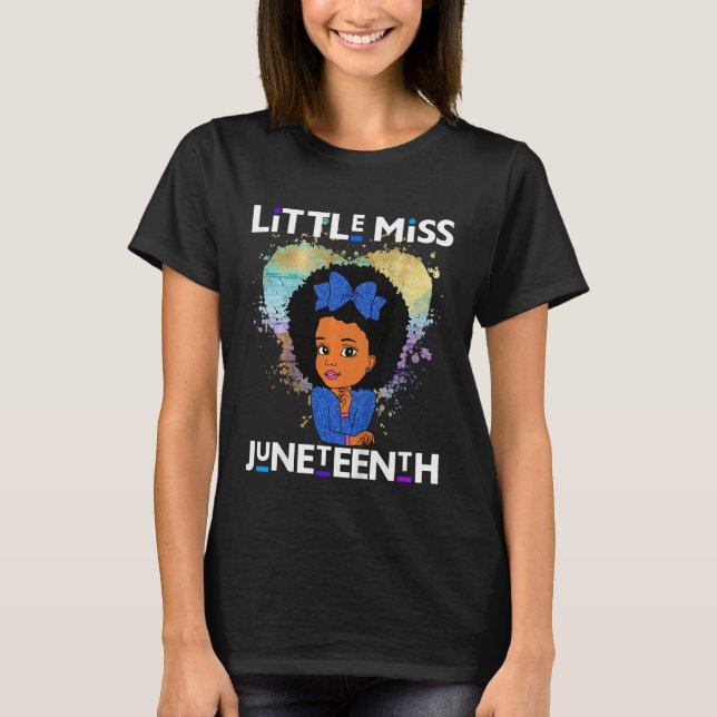 Kids Little Miss Juneteenth Black Girl Magic Brown T-Shirt (Vorderseite)