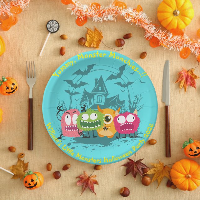 Kids Little Monsters Halloween Paper Plate Pappteller (Little Monsters Halloween Party Paper Plate)