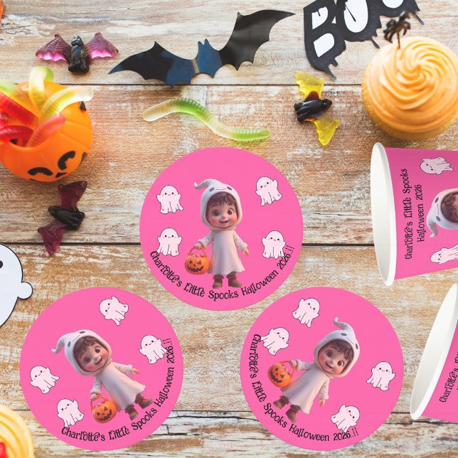 Kids Little Spooks Halloween-Party Runder Pappuntersetzer (Little Spooks Halloween Party Round Paper Coaster)