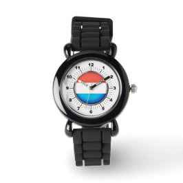 Kid's Luxembourg Flag Silver Glitzer Strap Watch Armbanduhr