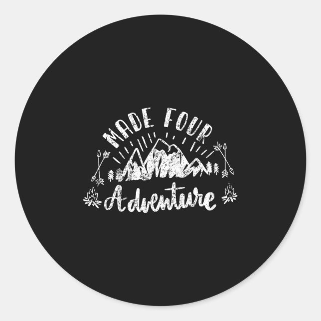 Kids Made Four Adventure 4th Birthday Camping  Runder Aufkleber (Vorderseite)