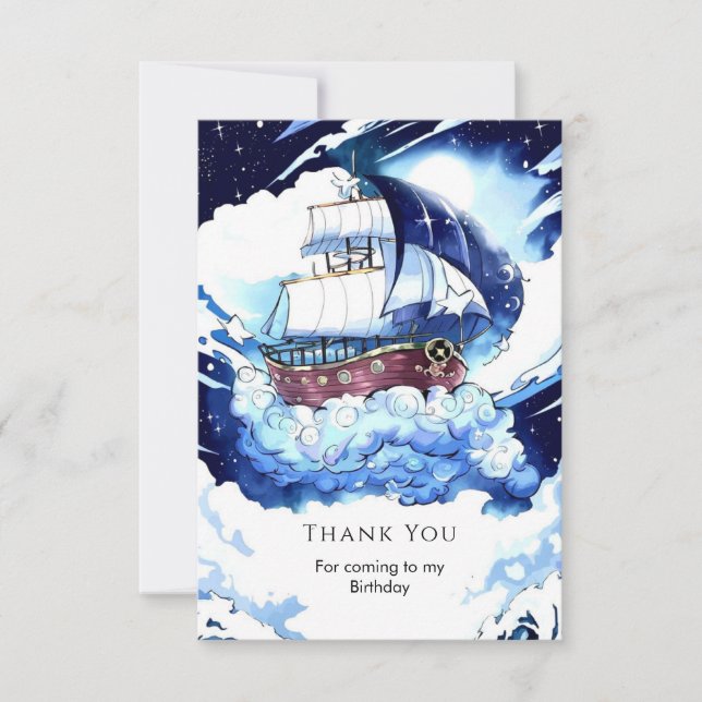 Kids' Magic Sea Pirate Geburtstag Dankeskarte (Vorderseite)