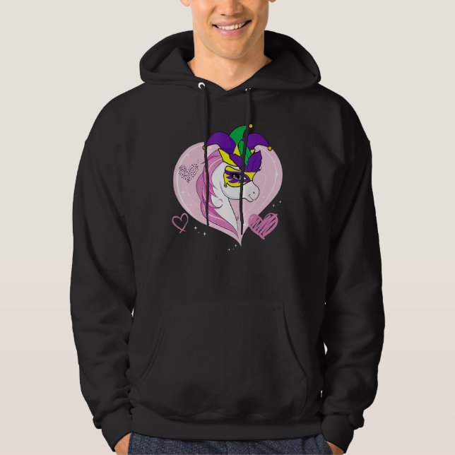 Kids Mardi Gras Unicorn Niedlich Jester Carnival M Hoodie (Vorderseite)