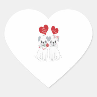 Kids Matching Valentines Pug Dog Lover Gift Herz-Aufkleber