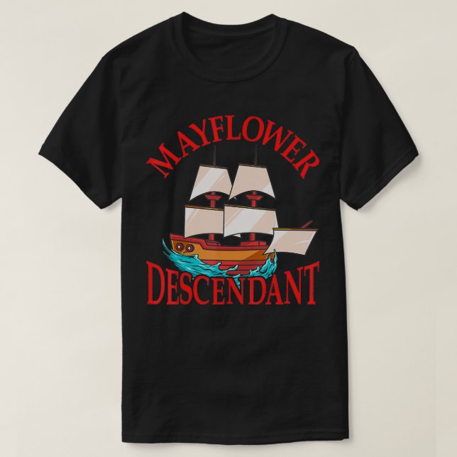 Kids Mayflower Descendant Ship History Gift Pilgri T-Shirt (Design vorne)