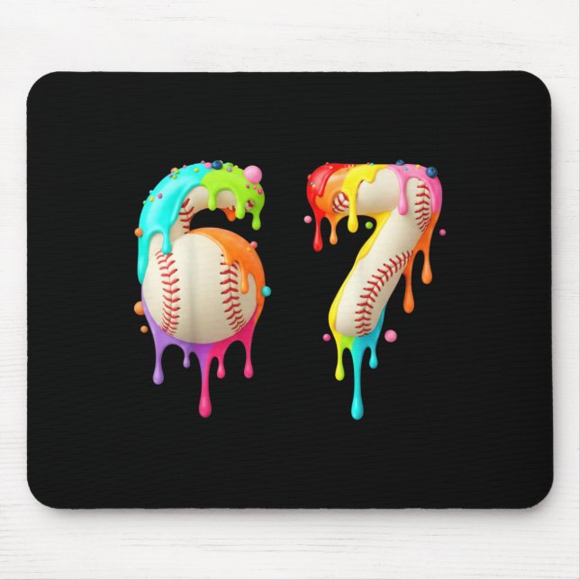 Kids Meme 67 Number Six 6 Seven 7 Ice Cream Drips  Mousepad (Vorne)