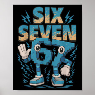 Kids Meme 67 Sechs Sieben 6 7 Italienischer Brainr Poster