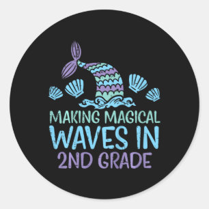 Kids Mermaid Magical Waves 2. Klasse Zweiter Runder Aufkleber