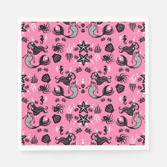 Kids Mermaid Pink Serviette (Vorderseite)