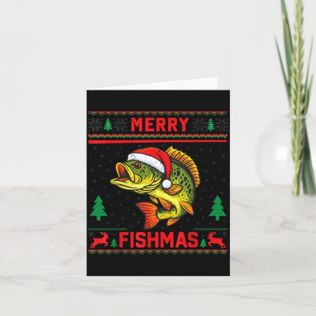 Kids Merry Fishmas B Fishing Christmas Pajamas Swe Karte (Vorderseite)