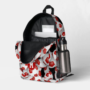Kids mit Monogramm rote weiße Fußbälle Muster Bedruckter Rucksack