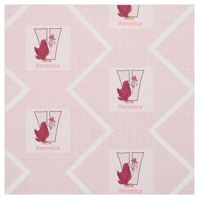 Kid's Mit Monogramm "V"-rosa Geier Stoff (Muster)