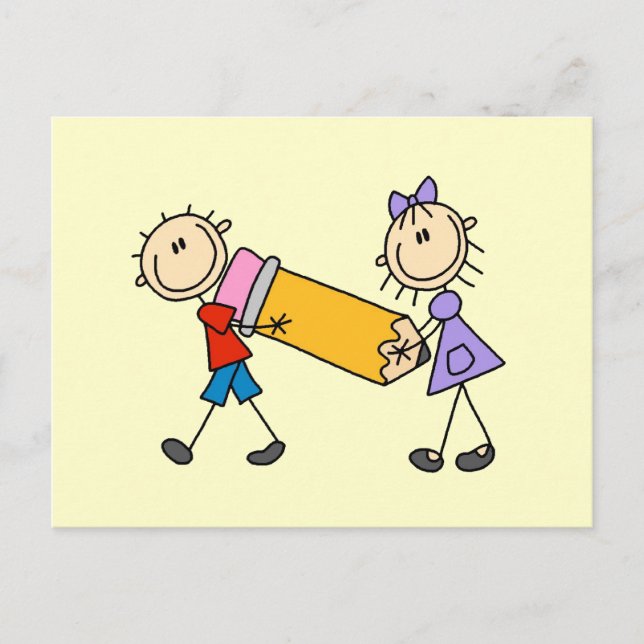 Kids mit Stift Postkarte (Vorderseite)