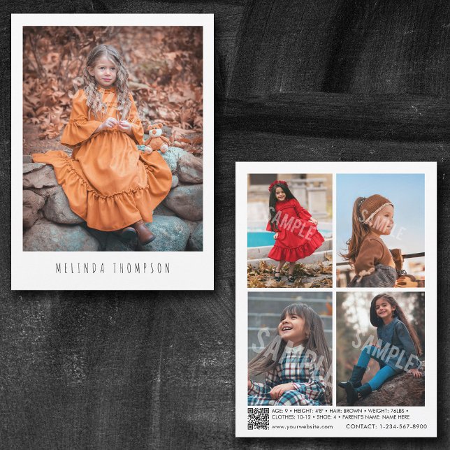 Kids Modellieren Schauspiel Comp Card 5 Foto QR Co (Von Creator hochgeladen)